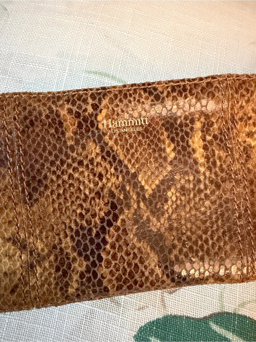 Hammitt Brown Snake-Print Leather Wallet with Gold - Picture 2 of 5